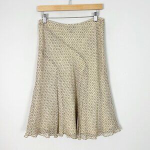 Y2K Alfani Silk Lettuce Hem Skirt Fall Ditsy Floral A-line Size 8 Women's